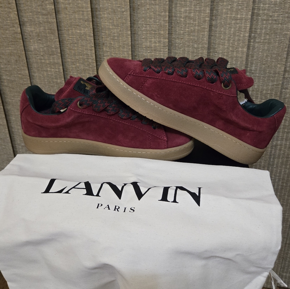 Lanvin Red High-Top Sneakers with Suede Finish - Picture 2 of 12